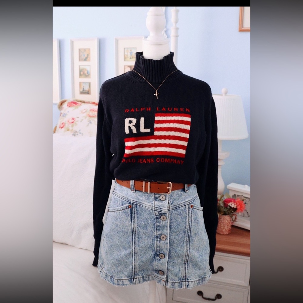 Ralph Lauren Navy Sweater American Flag